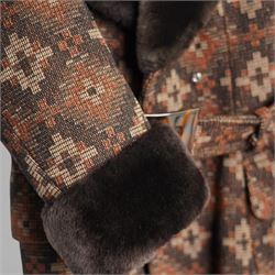 Mink coat, 1970s lamb fur trimmed coat, suede coat and Tom Bawker cream coat, and two pairs of ladies shoes approx size 8 (6)