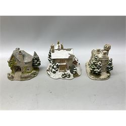 Sixteen Lilliput Lane models from Christmas collections, thirteen boxed and two loose, with various deeds, to include Snowdon Lodge, The Vicarage, Eamont Lodge etc