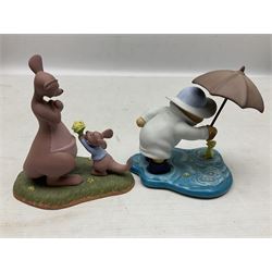 Collection of eight Disney Pooh and Friends figures, comprising Hip, hip Poohray for birthdays, Tricks and treats for someone sweet, We'll share forever whatever the weather, Thanks for being a Caring Sort of Bear, Now it's perfect just like you, Have a red-shirt red letter day, Life is sweet and I love you Mama, all with boxes