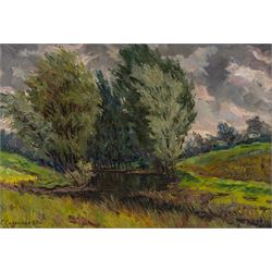 Russian School (20th Century): Stormy Day, oil on canvas indistinctly signed possibly Serg...