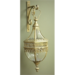  Bronze finish classical six sided glass lantern with bracket, D25cm, H50cm  