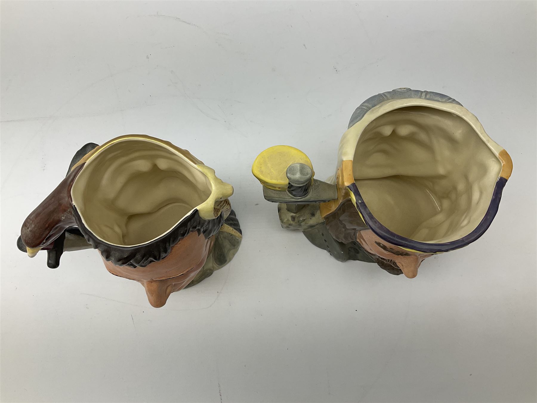 Royal Doulton double-sided character jugs from the Star Crossed Lovers Collection, comprising Napoleon & Josephine D6750, King Arthur & Guinevere D6836, Samson & Delilah D6787 and Antony & Cleopatra D6728