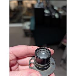 Seven 19th century and later brass camera lenses, including J. Lancaster & Son Rectigraph lens, Watson & Sons 8 1/2 x 6 1/2 lens, Dallmeyer lens and Wray London 5 x 4 lens