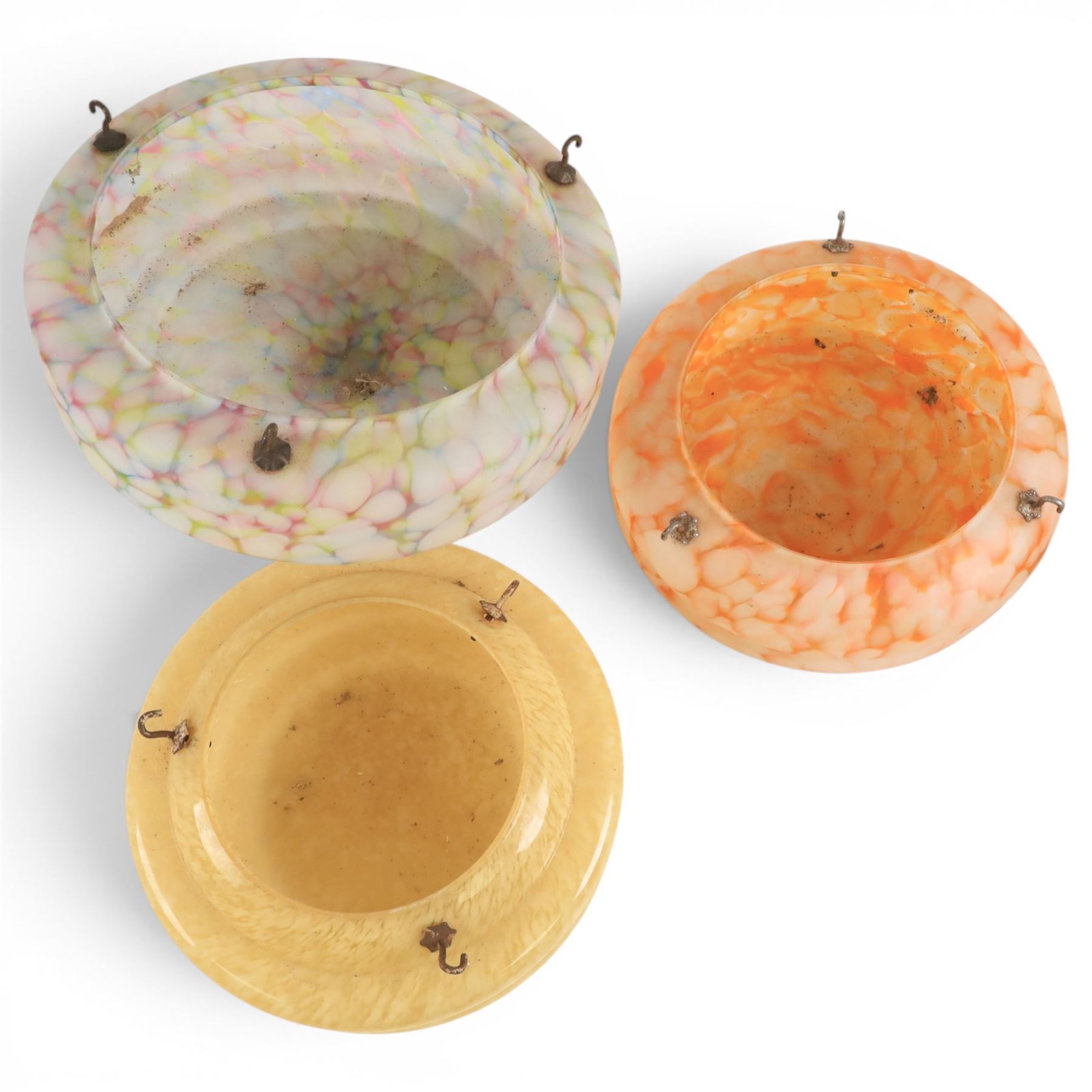 Three Art Deco glass flycatcher shades