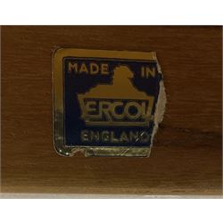 Ercol elm coffee table circa 1960's, rectangular top over undertier 