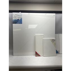 Large quantity of art supplies and equipment to include Crimson & Blake easel, tabletop easel, two large Winsor & Newton canvases and further smaller canvanses, sketchpads, paints etc