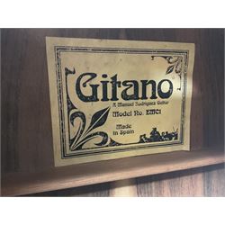 Spanish Gitano Manuel Rodriguez EMC1 Maccaferri acoustic guitar, c2000, the cedar top with D-hole, L98cm overall; in lightweight hard carrying case.