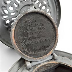 French Godin cast iron enamel stove, circular form, finished in green and black paint