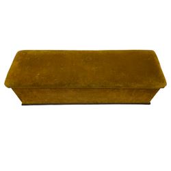 Early 20th century upholstered ottoman, rectangular form with hinged lid, the interior set with division