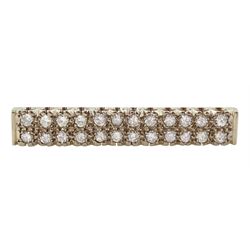 Early 20th century 18ct white gold double row old cut diamond brooch, total diamond weight approx 1.00 carat