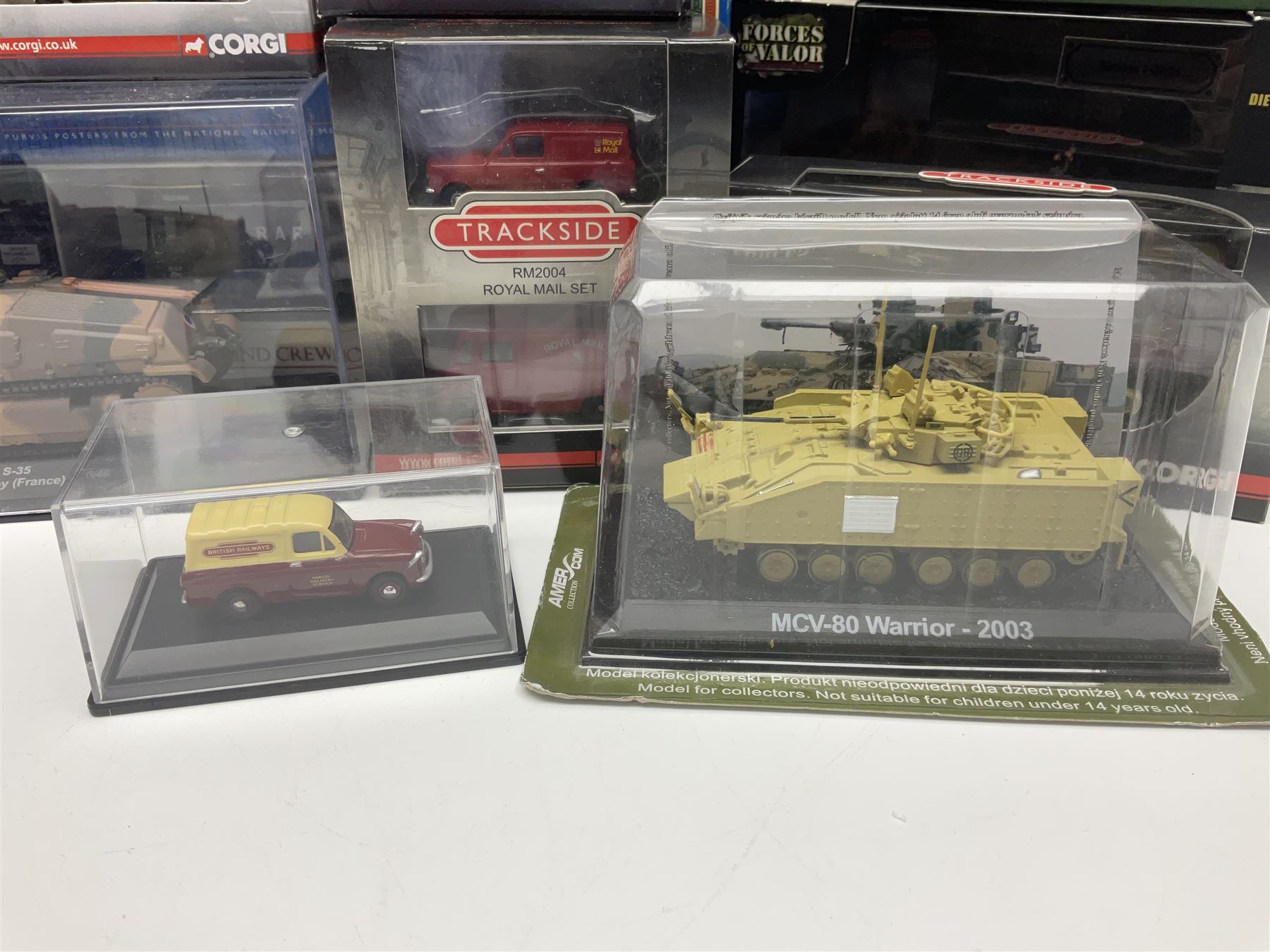 Thirty-eight modern die-cast models/sets  including Corgi and Lledo 1:76 scale Trackside vehicles; Unimax, Atlas and other tanks; TV & film related; advertising and promotional; QEII 80th Birthday etc; all but one boxed (38)