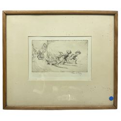 Eileen Alice Soper (British 1905-1990): 'The Wheel-Barrow Race', etching signed in pencil, labelled verso 10cm x 17cm