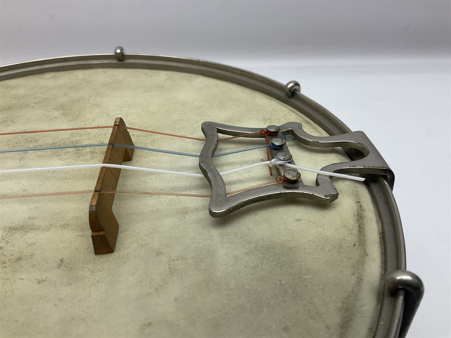 John Grey & Sons banjolele with unusual all over mottled blue and silver textured finish L57cm; in carrying case