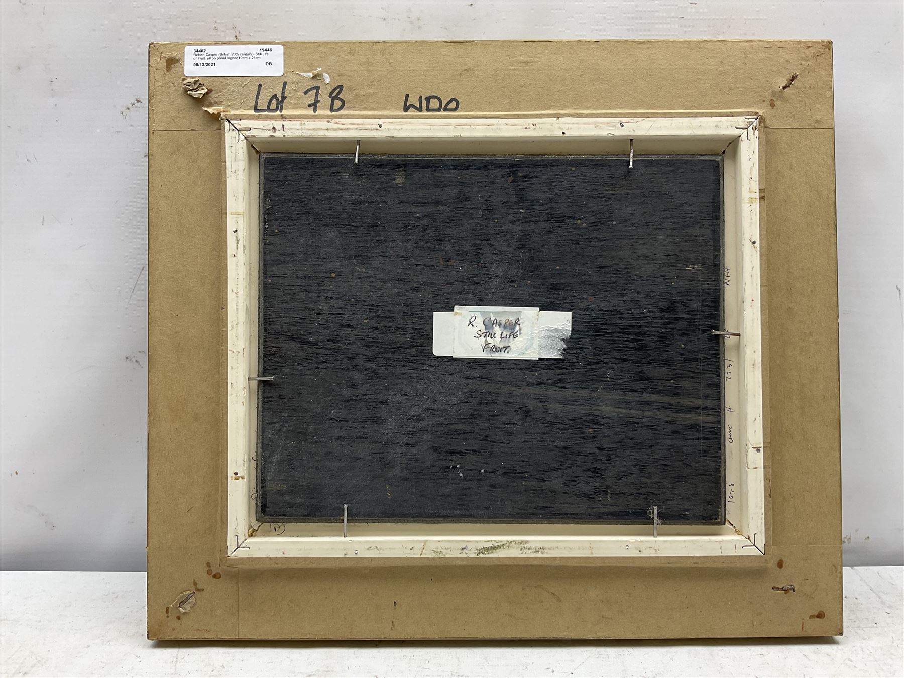 Robert Casper (British 20th century): Still Life of Fruit, oil on panel signed19cm x 24cm