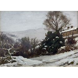 Ernest Higgins Rigg (Staithes Group 1868-1947): Winter View from the Artist's Garden at Low Row Swaledale, oil on canvas unsigned 28cm x 38cm
Provenance: private collection; with Simon Wood, Brockfield Hall York; direct from the artist's family 
