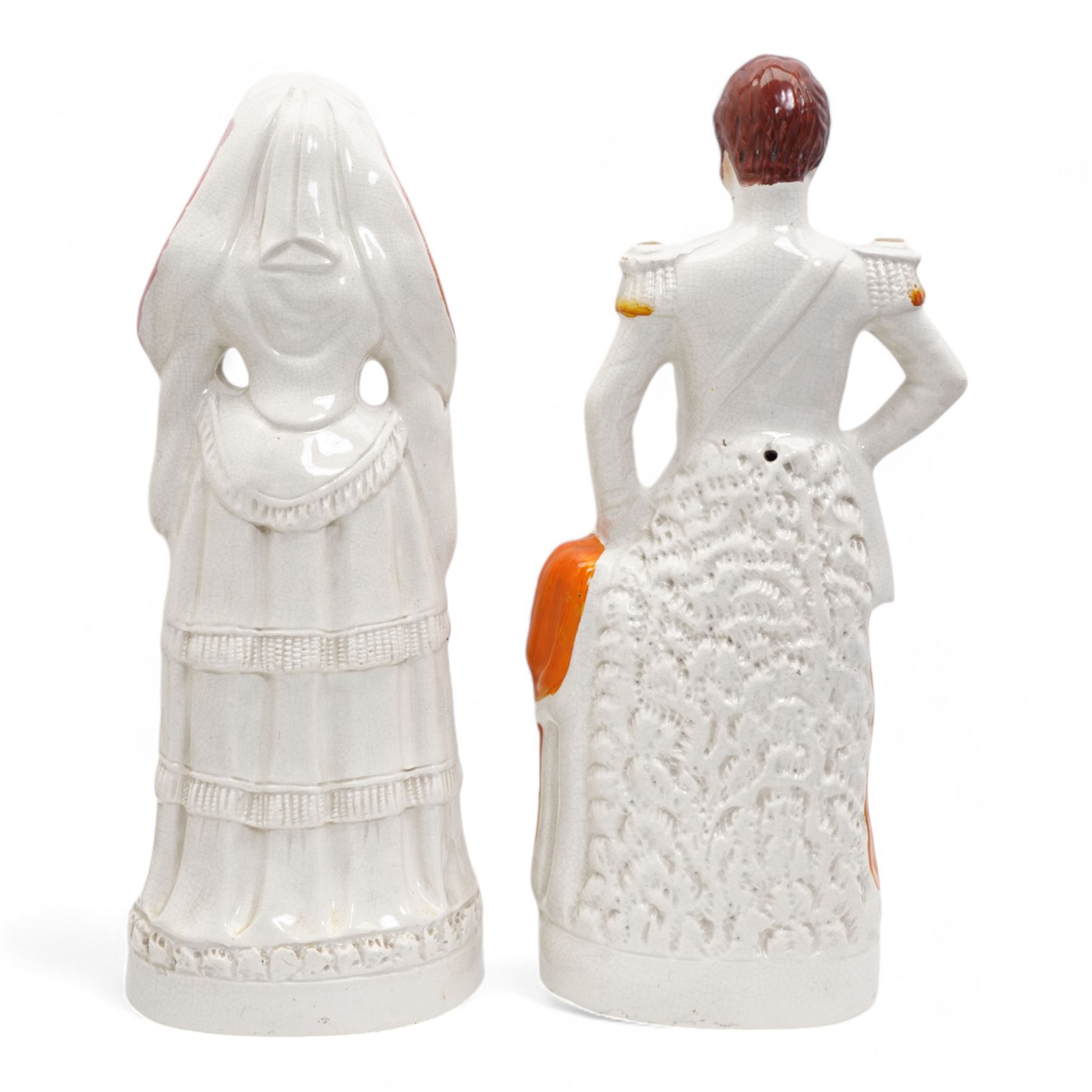 Pair of large Victorian Staffordshire figures modelled as the Duke and Duchess of Edinburgh, H45cm (2)