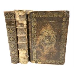 Three 17th century Lugduni (Lyon) printed books each with engraved title page in red and black comprising R.P. Corn Cornelii A Lapide .... Tomus Primus. 1690; R.P. Cornelii Cornelii A Lapide .... 1683; and Hortus Pastorum Sacrae Doctrinae Floribus Polymitus .... 1668. All folio with full calf bindings (3)
