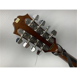Palmer eight-string mandolin with mahogany back, simulated ivory and mother-of-pearl mounts L67cm; and Mahalo mahogany cased baritone scale ukulele, model no.U320B, L76cm; in hard carrying case (2)