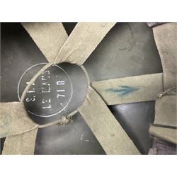 1950s French Algerian War steel helmet with liner; indistinctly marked 'S.I.A. LE EANS(?) 71R'