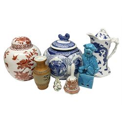 Chinese turquoise glazed foo dog, togeth