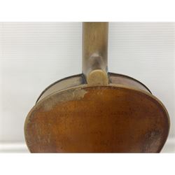 Late 19th century French trade violin with 35.5cm one-piece maple back and ribs and spruce top L59cm overall; in carrying case with bow