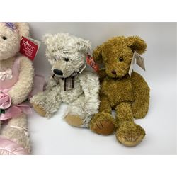 Eighteen Russ teddy bears including Ariella, Chloe, Spencer and Desmond,  mostly with tags, together with six other soft toys, tallest H42cm (24)