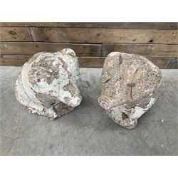 Pair painted stone pigs 