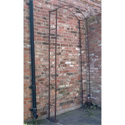 19th century wrought iron rose arch. H237cm, W116cm, D30cm. 