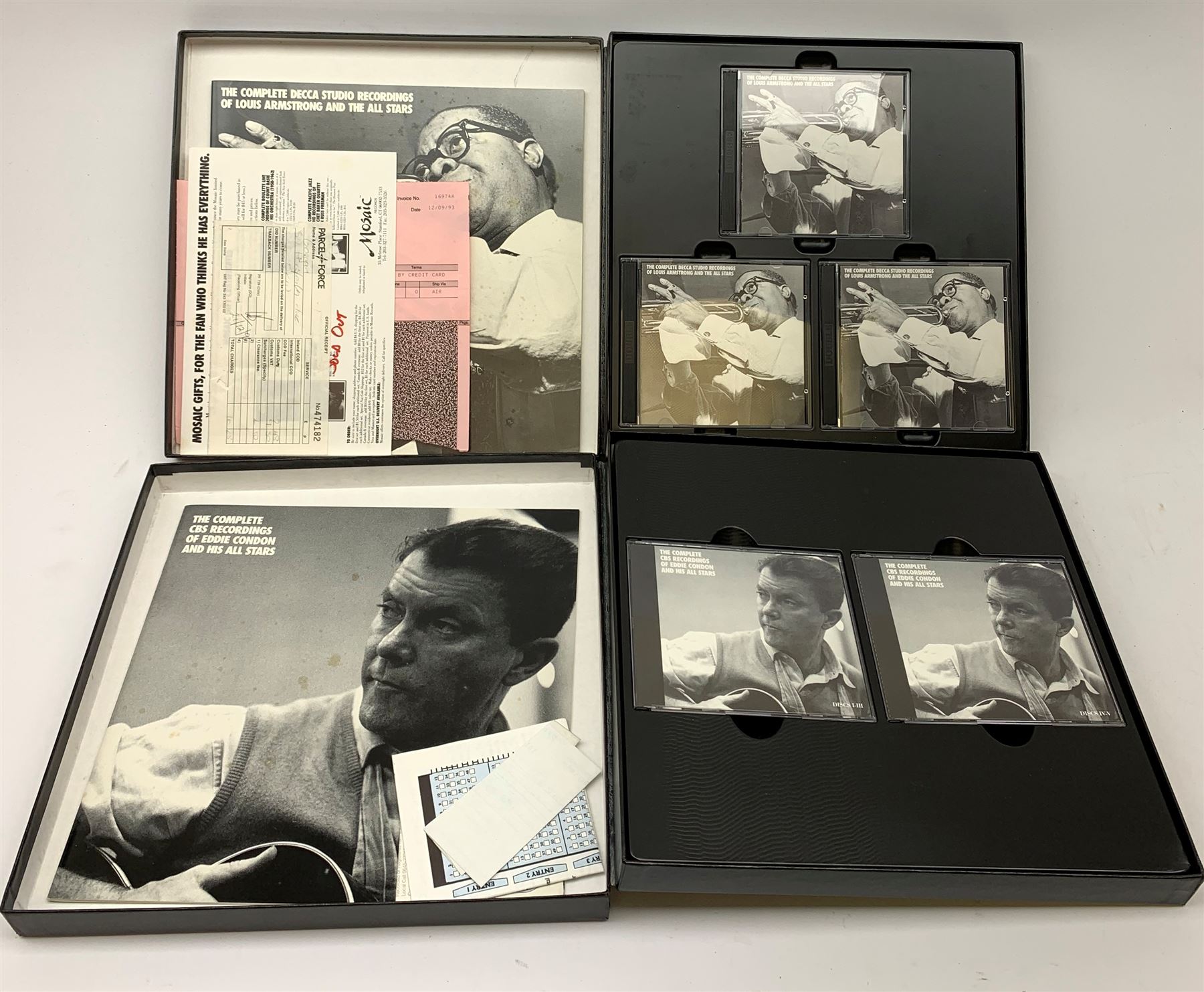 Two limited edition box sets comprising: The Complete Decca Studio Recordings of Louis Armstrong and The All Stars Mosaic (MD6-146) and The Complete CBS Recordings of Eddie Condon and His All Stars, Mosaic (MD5-152) (2)