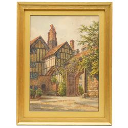 Albert Dunnington (British 1860-1928): Countryside Views and Angler by a Bridge, four watercolours signed and three dated 1915-23, three in matching frames max 25cm x 35cm (4)