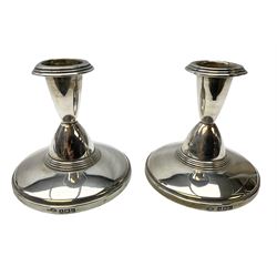 Pair of 1960's silver dwarf candlesticks, with weighted bases, hallmarked Adie Brothers Ltd, Birmingham 1960