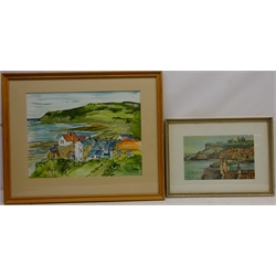  'Scarborough', watercolour signed and dated 2000 by N. Saxton, Robin Hoods Bay, oil on board signed H. Bettison and two other pictures max 30cm x 40cm (4)  