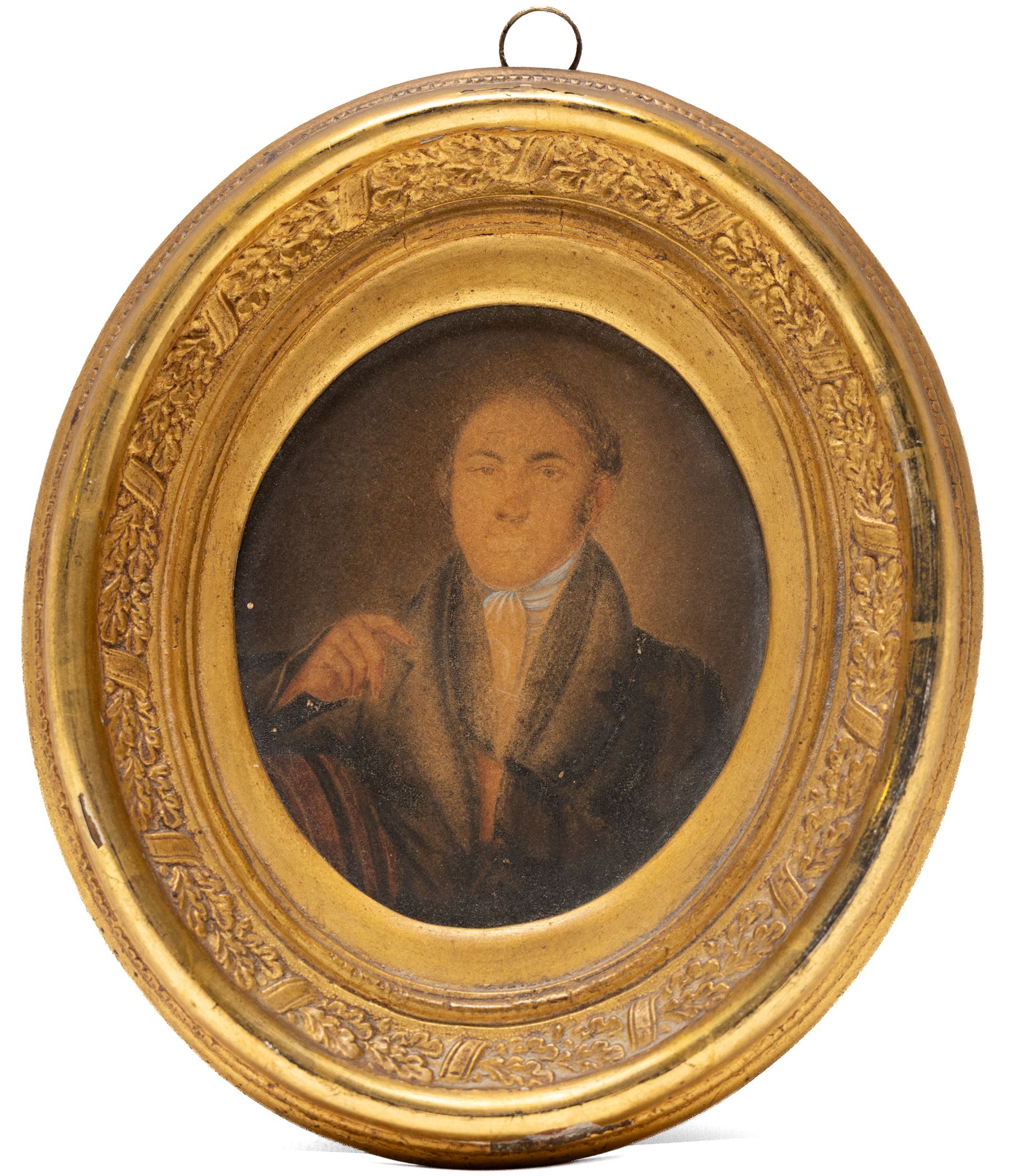 French School (19th century): Small Portrait of a Gentleman, watercolour, indistinctly signed and inscribed verso 9.5cm x 8cm