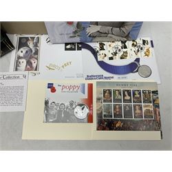 Stamps including first day covers relating to Diana Princess of Wales, small number of coin covers, Mercury 'Silk' covers, other first day covers many with printed address and special postmarks, Australia, Barbados, British Honduras, Germany, Jamaica and other World stamps, housed in albums, folders and loose, in one box