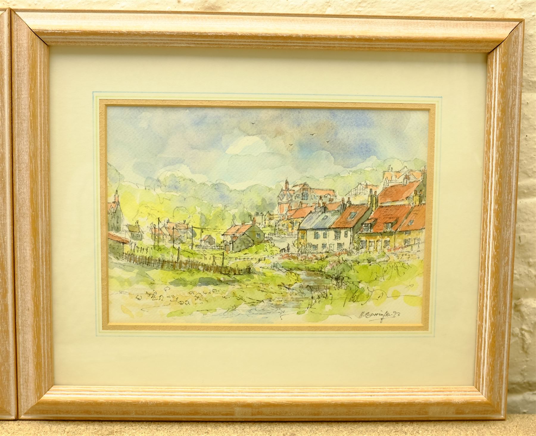 Hedley Carrington (British 20th century): 'Staithes', 'Sandsend' and 'Robin Hood's Bay', set three pen and watercolours signed and dated '93, titled verso 17cm x 25cm (3)
