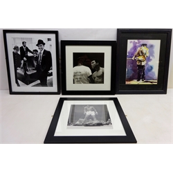  Frank Sinatra and Muhammad Ali, three monochrome prints and On Stage, limited edition colour print No.2/50 after Charles Stephen max 49cm x 39cm (4)   