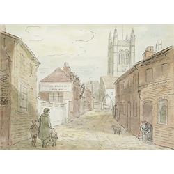 Sir John Verney (British 1913-1992): 'Lower Church Lane' - Farnham, watercolour signed and...
