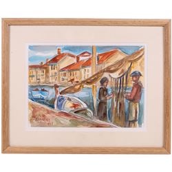 Colette Richarme (French 1904-1991): 'Sete', watercolour signed titled and dated 1949, 20cm x 27.5cm