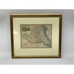 John Cary (British 1754-1835): 'East Riding and Ainsty of Yorkshire', engraved map with hand colouring 18cm x 24cm
