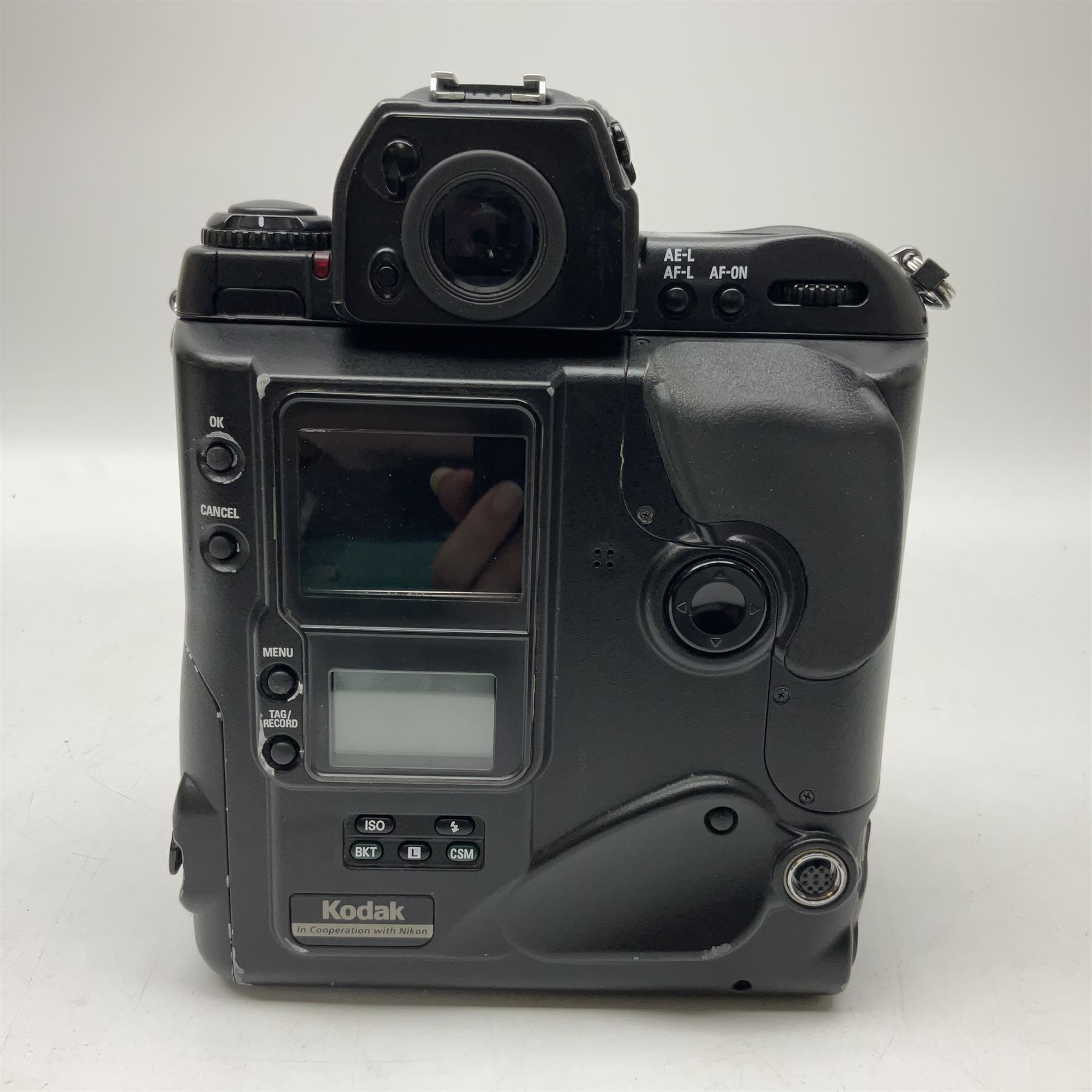 Canon EOS 1n Digital camera body, serial no. 260436, with 'Canon Zoom Lens EF 35-80mm 1:4-5.6 II Canon Inc. 52mm' lens, Kodak Professional DCS 520 digital module, and charger, serial no. K520C03165, together with Nikon F5 camera body with Kodak Professional DCS 760 digital module and charger, serial no. K760C03802