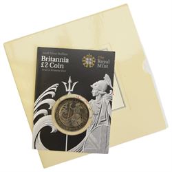 Two The London Mint Office 2009 9ct gold 1 gram half crown coins, Queen Elizabeth II Tristan Da Cunha 2014 'The World War One Centenary Silver Crown Set', The Royal Mint 2008 one ounce fine silver Britannia, United Kingdom 1986 brilliant uncirculated coin collection and other coins