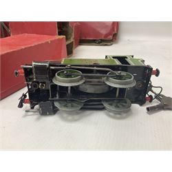 Hornby ‘0’ gauge - LNER 0-4-0 no.460 type 101 locomotive in green with key; further boxed ‘0’ gauge to include no.1 Crane Truck, no.2 single arm signals, open and closed goods wagons and cars; large quantity of track to include railway crossing, straight and curved track etc, in two boxes 