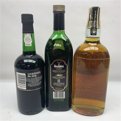 Mixed alcohol, comprising Glenfiddich special old reserve Scotch whisky, Cockburns fine ruby port and Teacher's blended Scotch whisky,  of various contents and proofs (3)