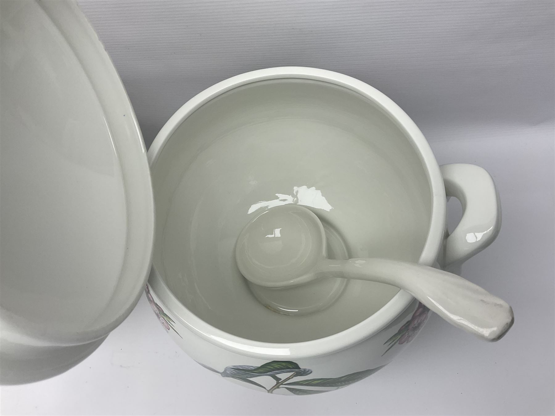 Three Portmeirion soup tureens with covers and ladles, together with vases, large bowls and other Portmeirion items