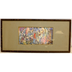Winifred D Lowery (British 20th century): 'Design with Virgin',  watercolour signed and titled on exhibition label verso with artist's Hull address 11cm x 22cm