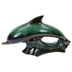 Blue Mountain Pottery, large tiger, together with two dolphins and two brown bears 