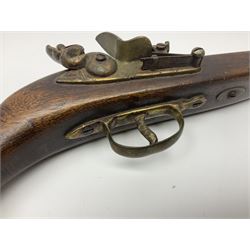 Leather covered swagger/sword stick with 40cm steel blade L62cm overall; another ash sword stick with 30cm diamond section steel blade; pair of fencing foils, the blades marked Solingen; two reproduction flintlock pistols; and 92cm inert cartridge belt (7)