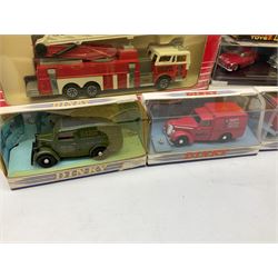 Dinky - Road Grader No.963; with blister box; Majorette Fire Engine No.3096; in window box; seven Matchbox 'Dinky Collection' die-cast models; all boxed; and American Popular Imports Inc. moulded resin fire engine; boxed (10)