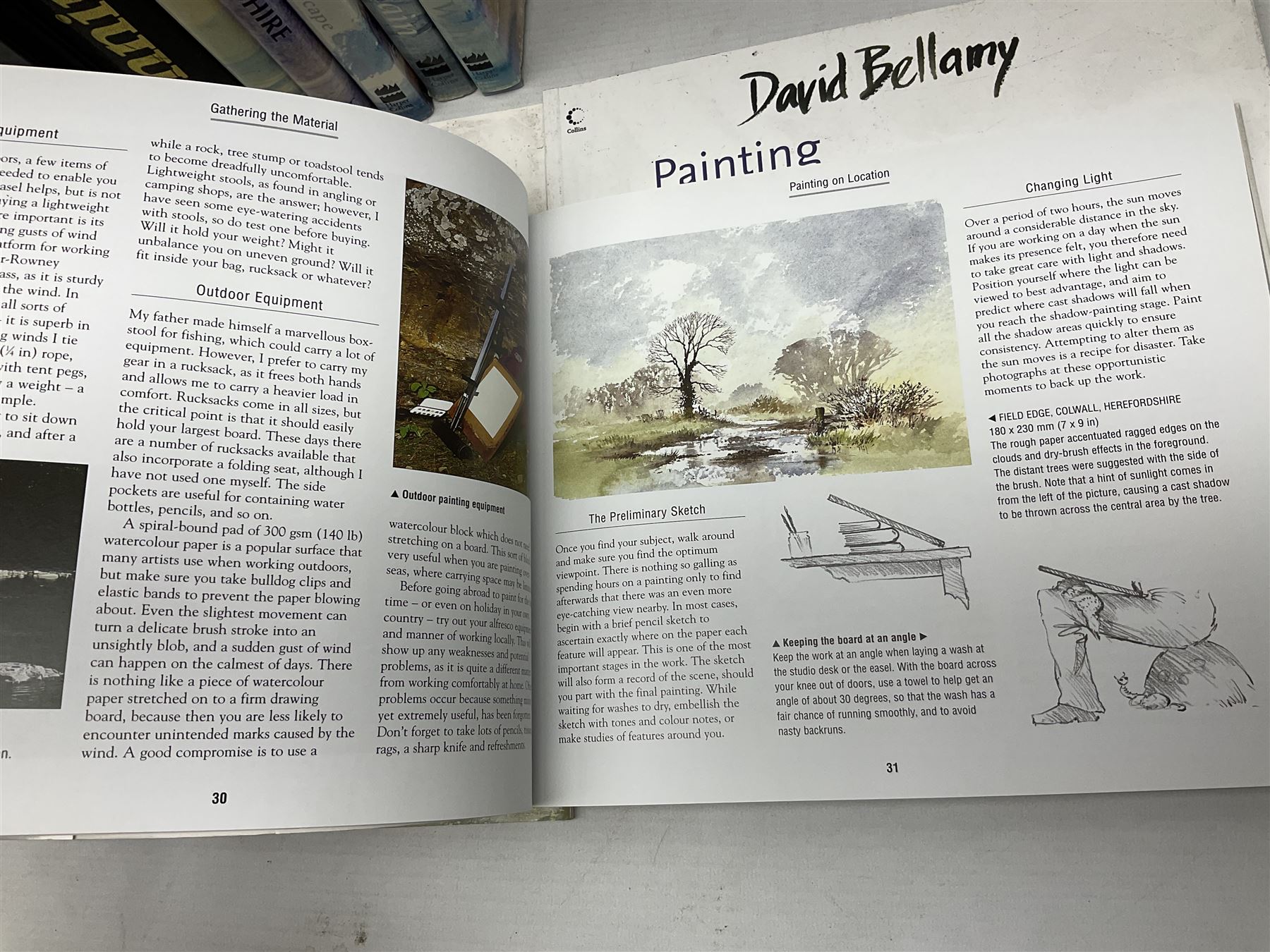 Eight books by David Bellamy on watercolour painting; and two bound volumes of Pennine Magazine 1981-84 (10)