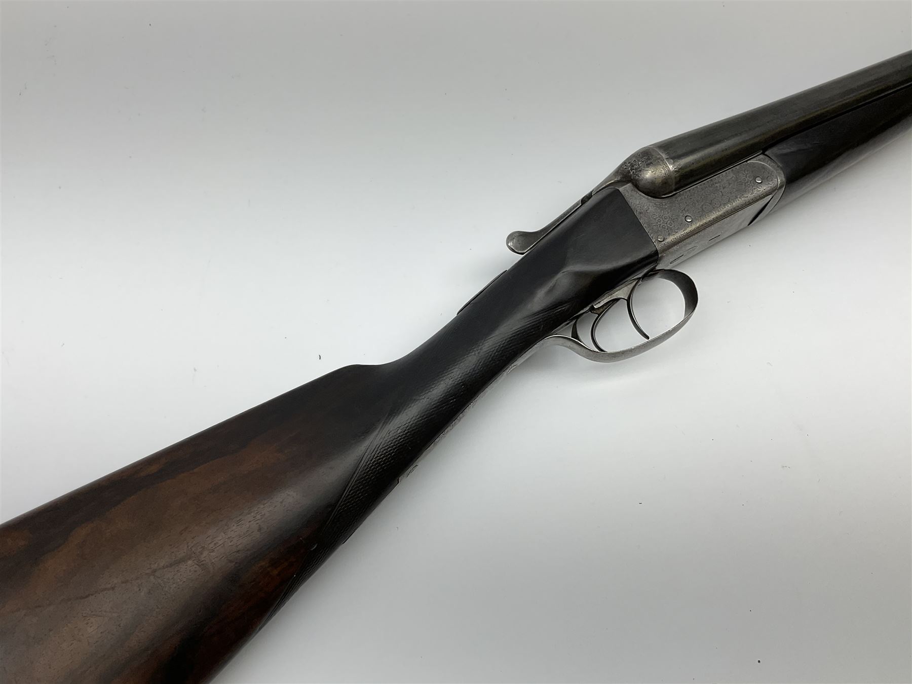 Charles Boswell 12-bore side-by-side double barrel box-lock non-ejector sporting gun, with 71.5cm sleeved barrels, thumb safety, walnut stock with chequered grip and fore-end, serial no.12720, L112.5cm overall SHOTGUN CERTIFICATE REQUIRED